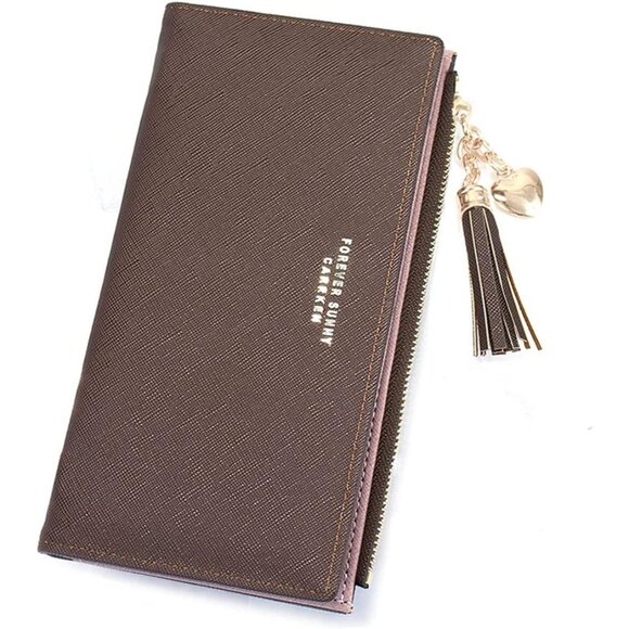 Accessories - Women's Slim Card Holder Wallet with Coin Purse and Tassels for Ladies